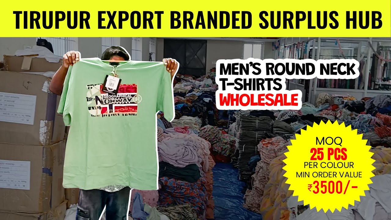 Mens Round Neck T-Shirt Wholesale | Export Surplus | Tirupur Branded Clothing
