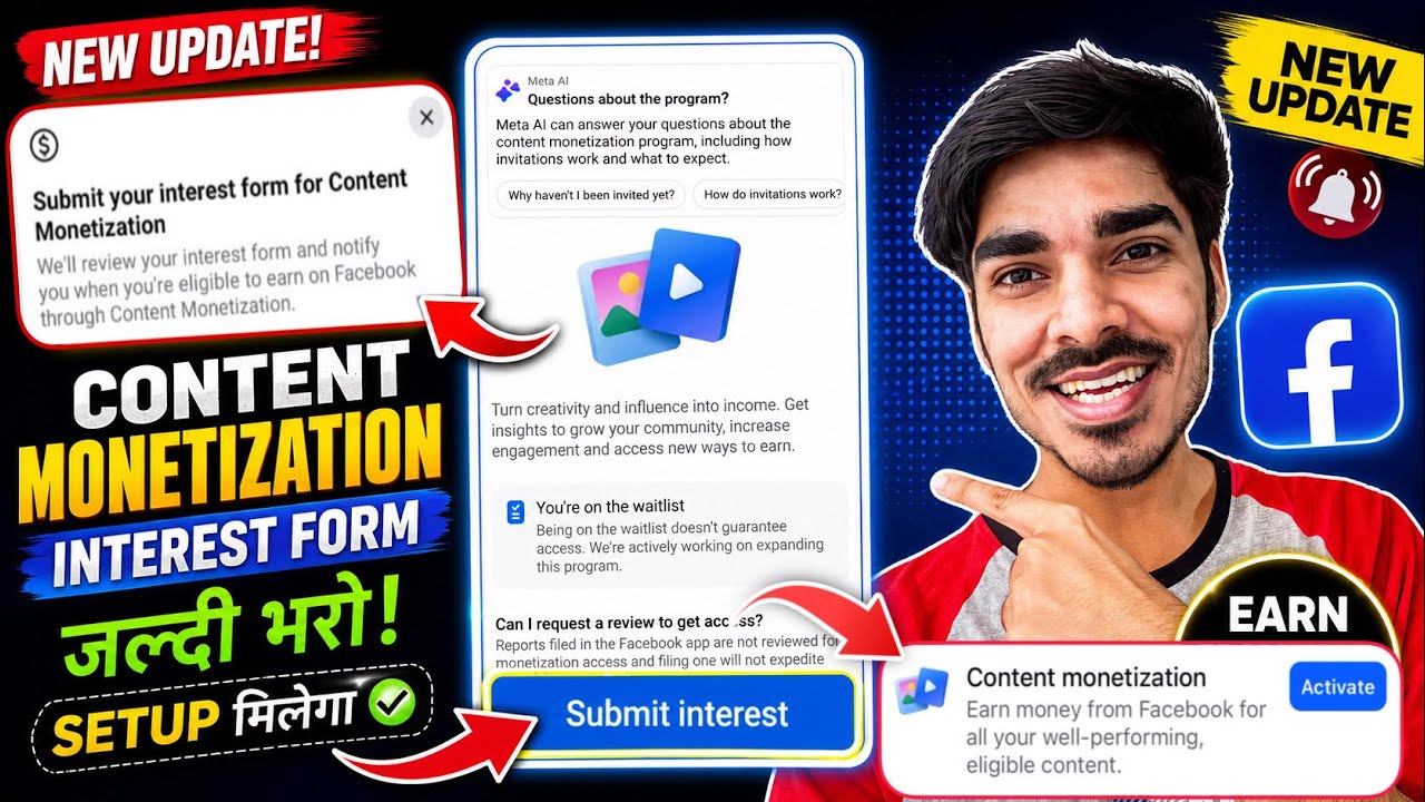 Submit your interest form for Content Monetization 🤑 Content Monetization Submit Interest 🥰 Facebook