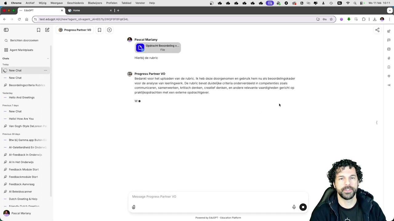 Kennisclip - Geef of krijg feedback op het profielwerkstuk met de Progress Partner in EduGPT