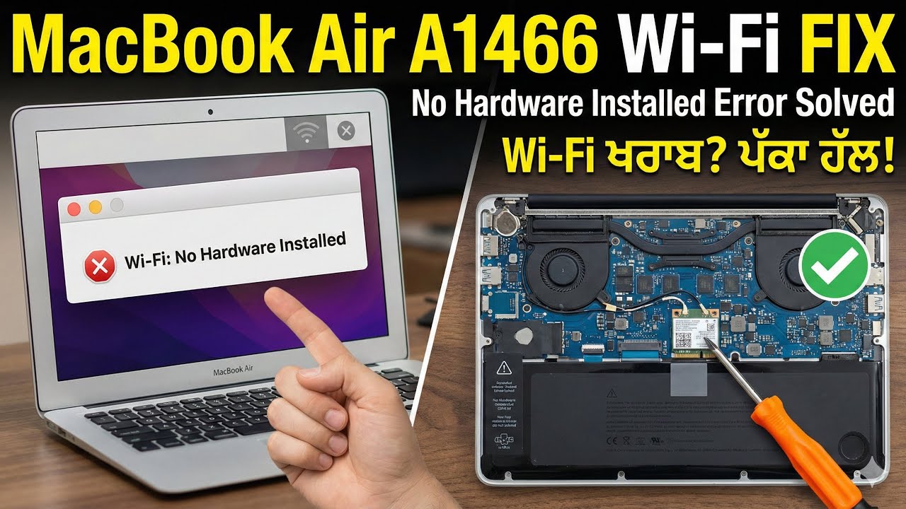 MacBook Air A1466 Wi-Fi Not Working Fix | No Hardware Installed Error Solved