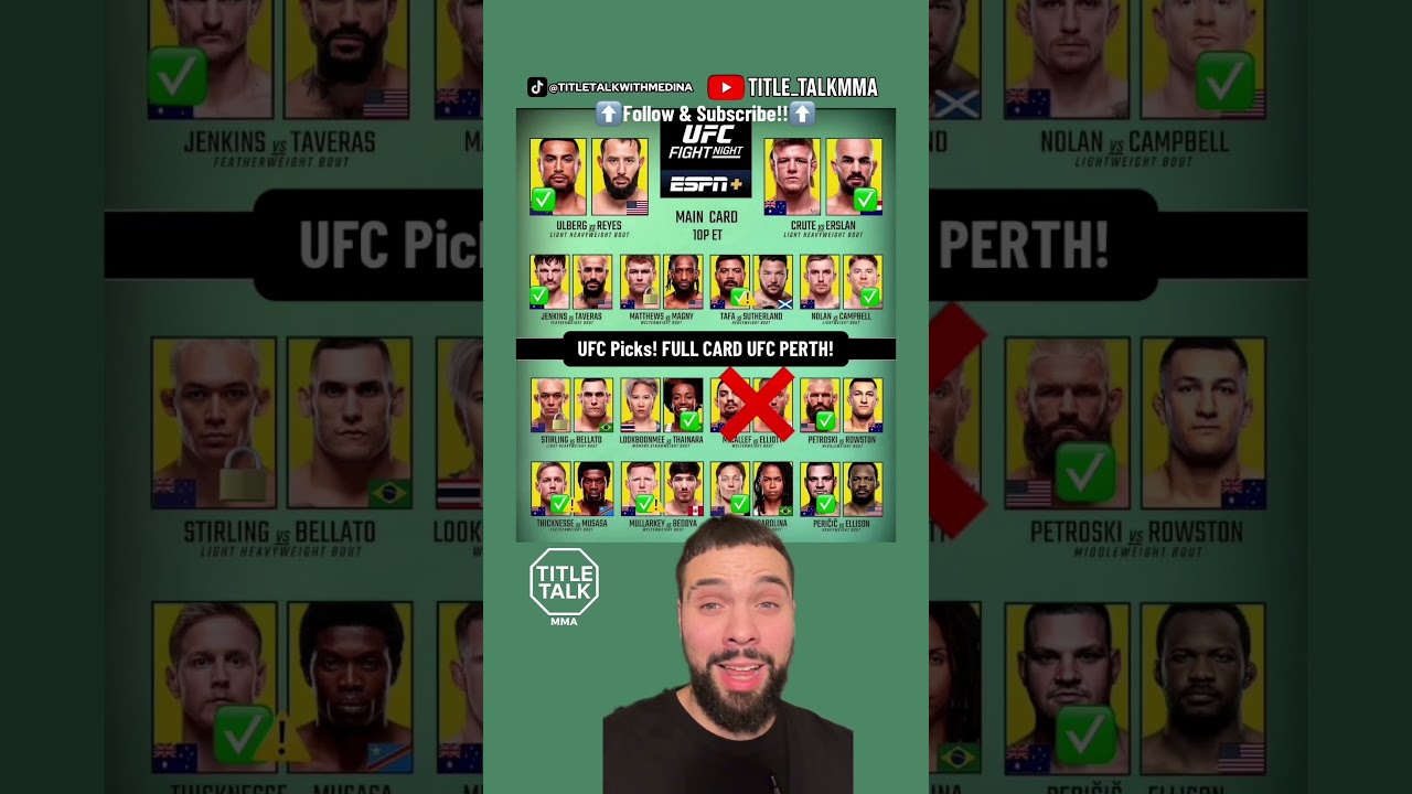 UFC Perth Full Card Picks & Predictions 🔥