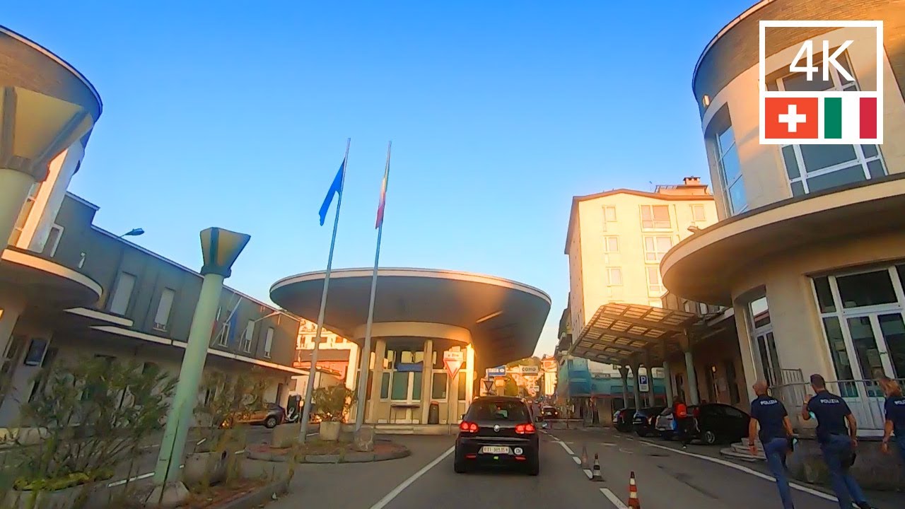 COMO Italy 4K Crossing Border 🇮🇹 Driving from Switzerland to Italy