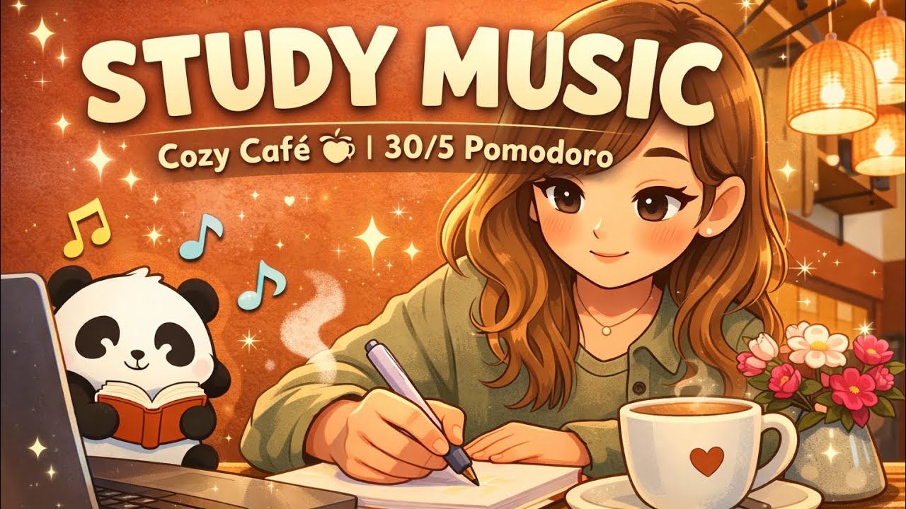 Cozy Café relaxing study Music🩵🦋| 1 hour study | Deep Focus | No Talking🌷