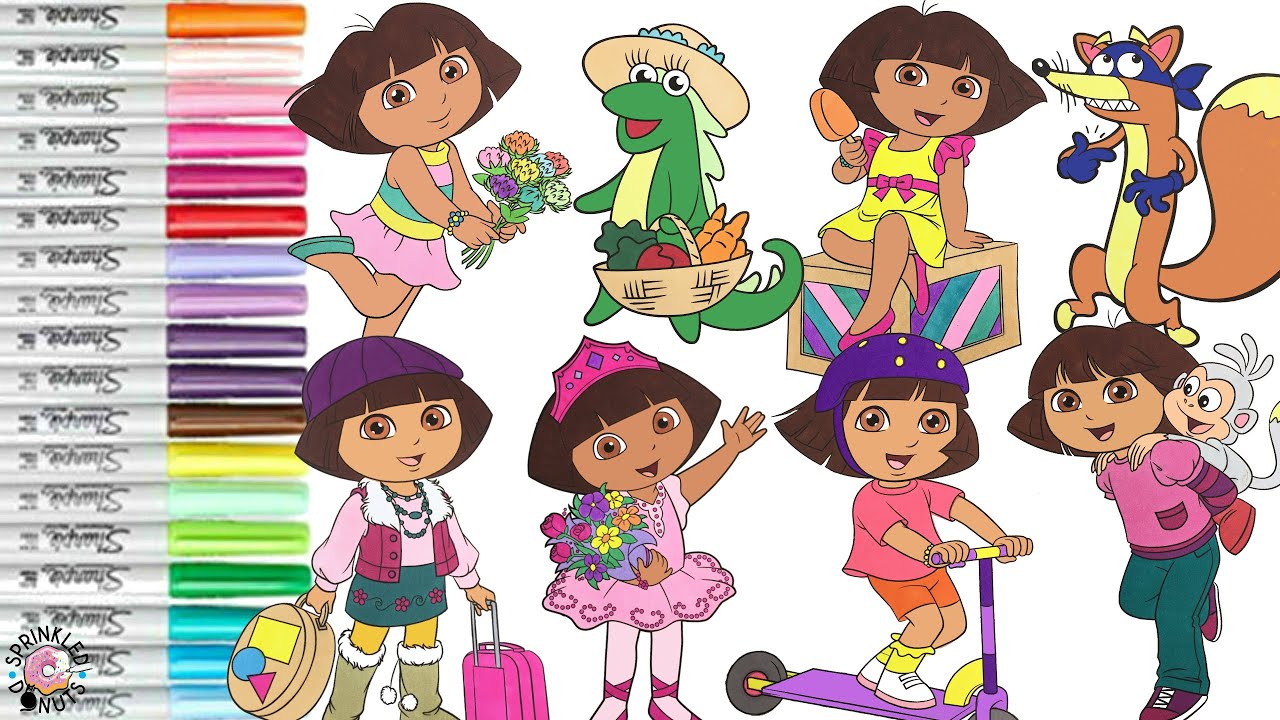 Dora the Explorer Coloring Book Compilation Dora Boots Isa the Iguana Swiper