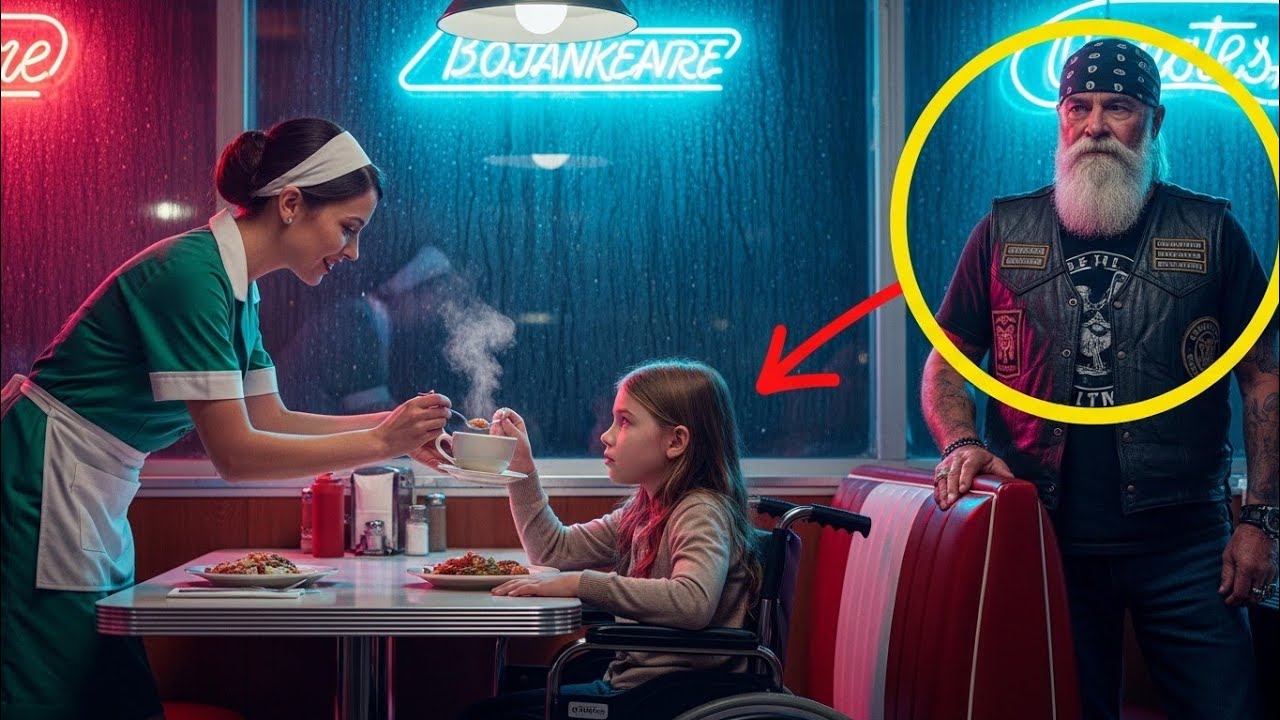 A Hells Angel Biker Sees a Waitress Feeding His Disabled Daughter… Then 200 Hells Angels Storm a Bar