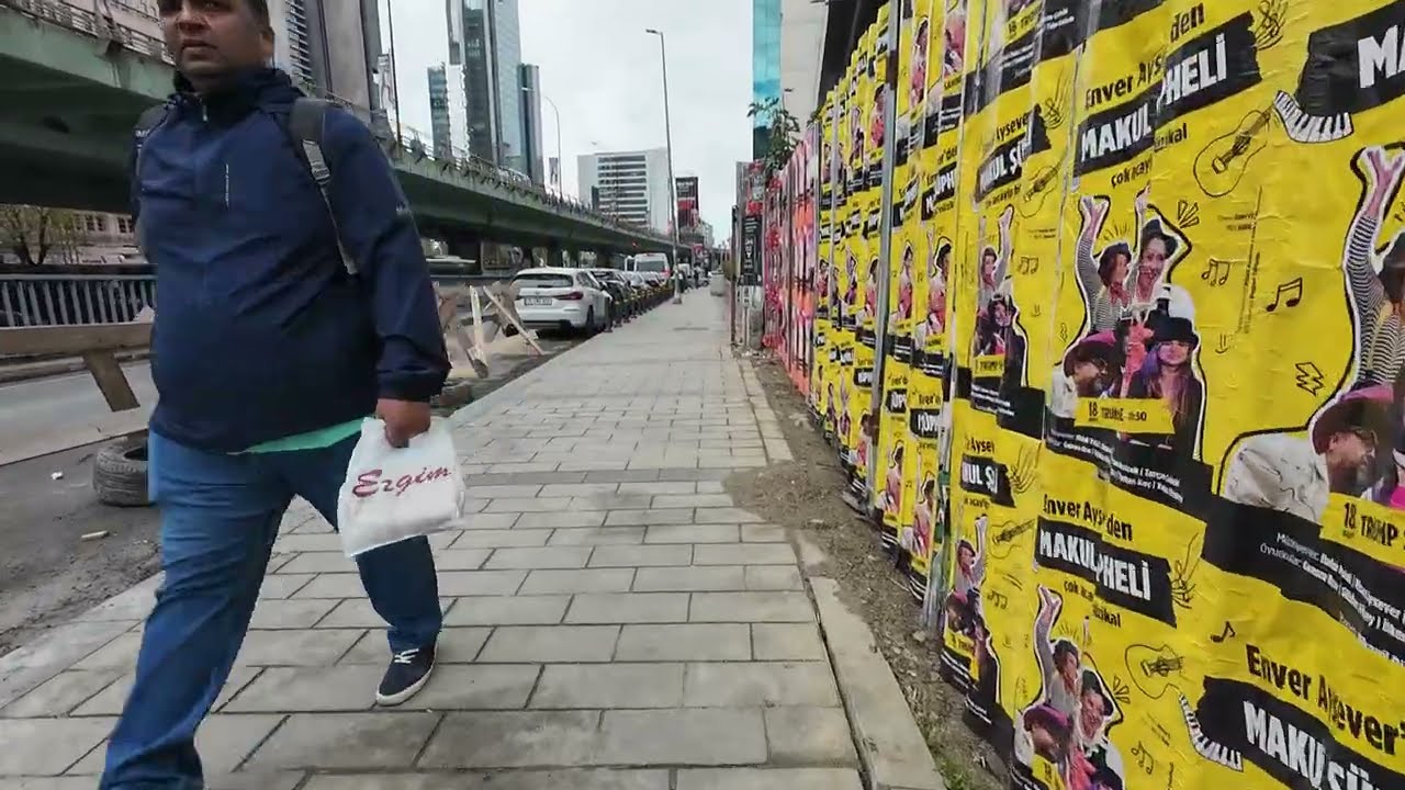Istanbul Walking Tour - Büyükdere St (Levent) - Skyscrapers & Malls Part 2 4K