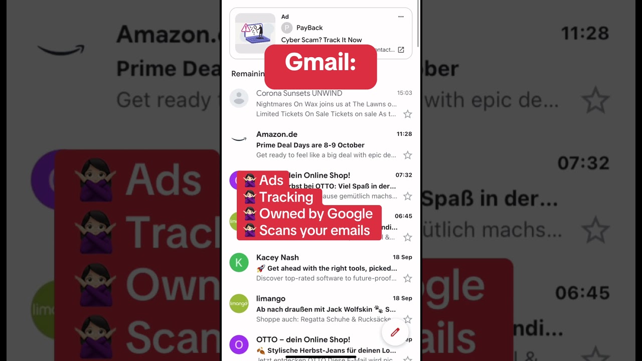 Why use Gmail if it's FULL of ads? | Choose privacy w/ Tuta! #privacy #email #free #bigtech #gmail