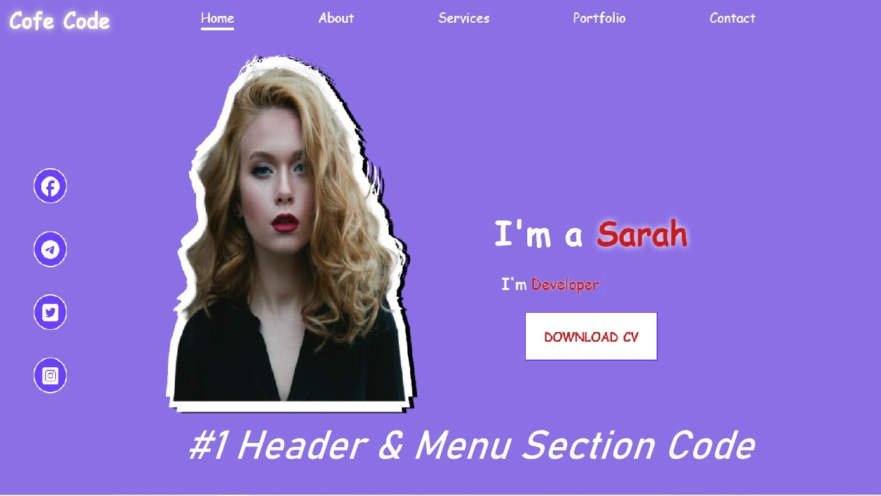 how to make  portfolio using html and css | Header & Menu