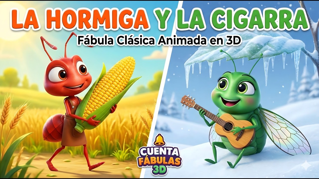 🏆 La Hormiga y la Cigarra 🐜 | Fábula Infantil Animada 3D con Moraleja para Niños