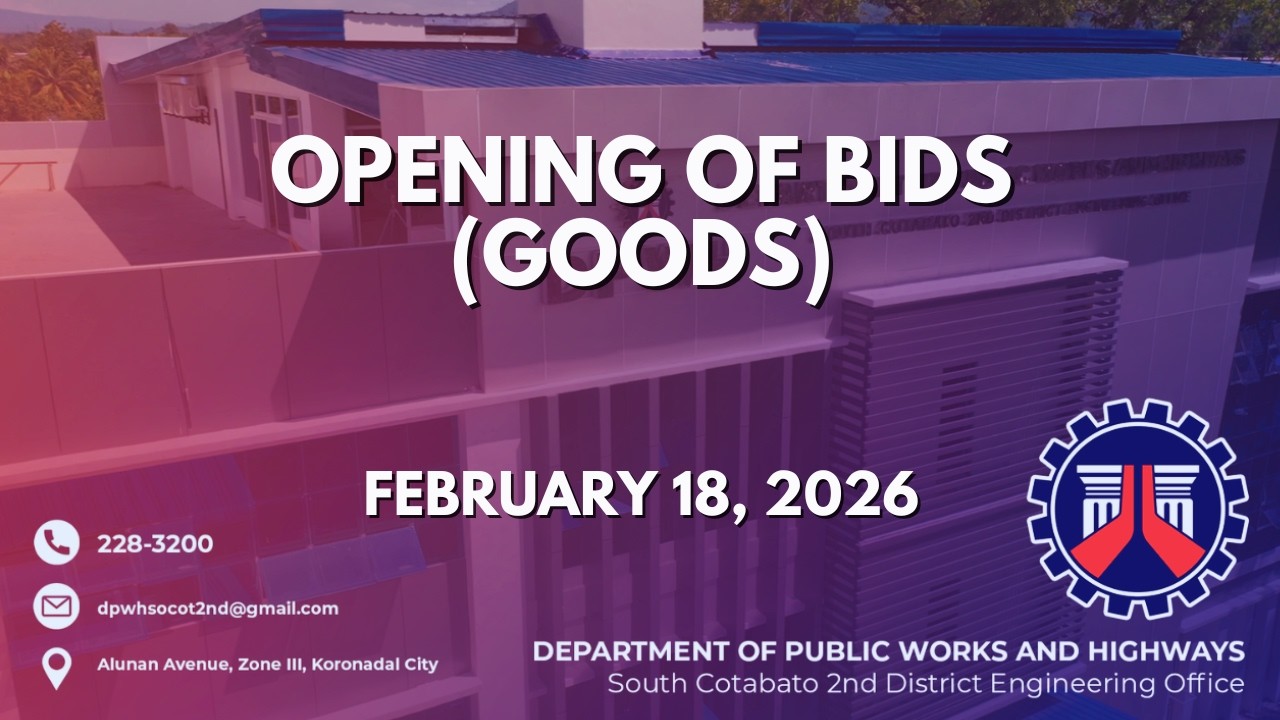 Procurement Livestream for DPWH South Cotabato 2nd DEO on February 18, 2026