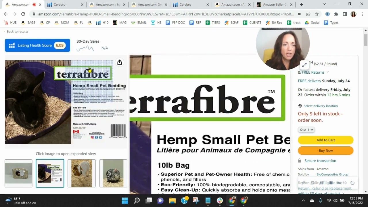 ASIN Review: terrafibre Hemp HURD Small Pet Bedding - B08NW9WJCS - Amazon FBA