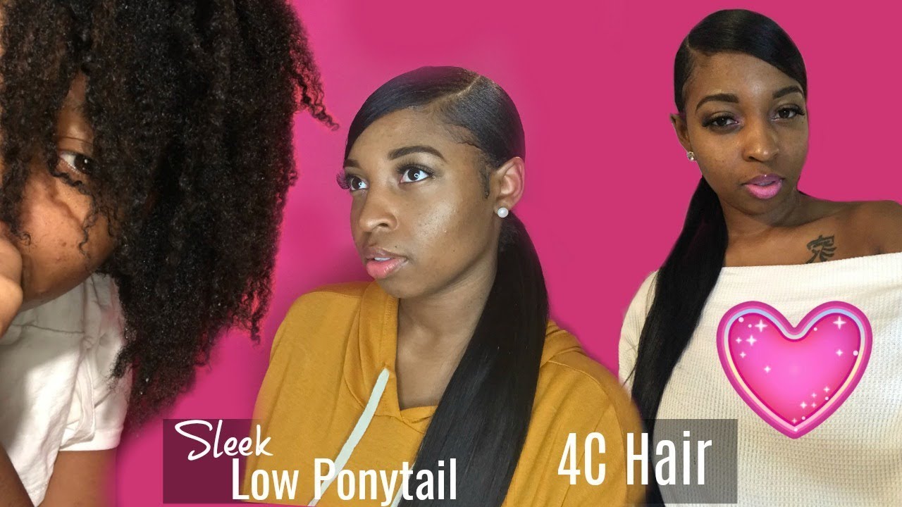 Low SLEEK PONYTAIL on 4C hair | Protective Style *DETAILED*