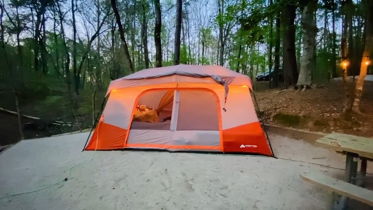 Ozark Trail 11-Person Tent setup with kids