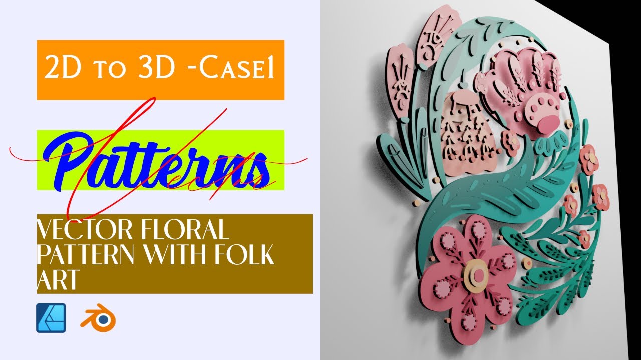 2D to 3D: Vector Floral Pattern With Folk Art