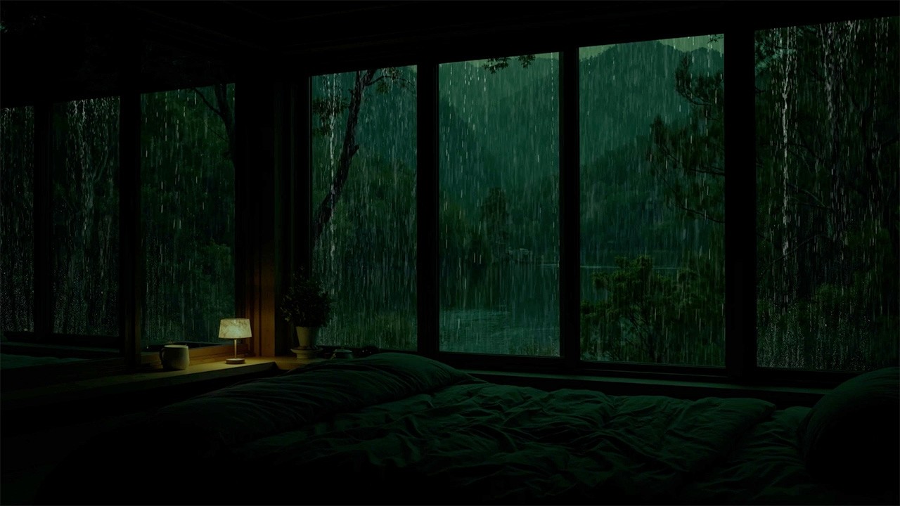Warm Fireplace with Gentle Rain for Sleep 🌧 Peaceful Rain Sounds for Deep Sleep & Relaxation