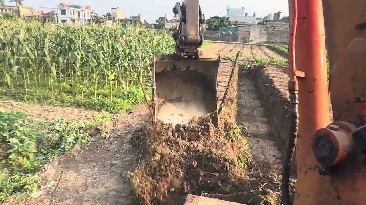 🚜New Trenching bucket test #excavator #shorts  #bucket/Thực chiến gầu mới chế đào mương ngọt #mayxuc