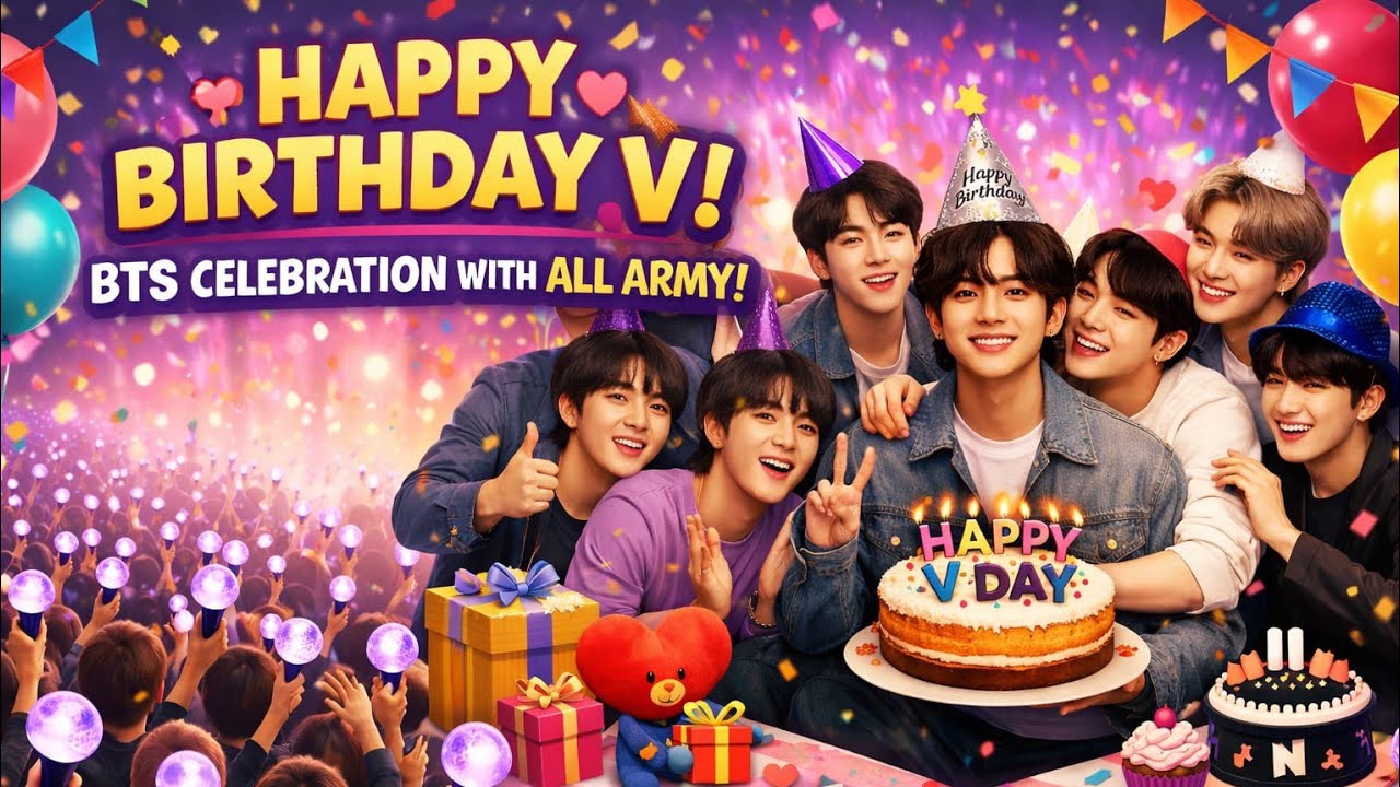Special birthday celebrating of the BTS member v full video revealing in Hindi 🎇🌹🌹💜💜💜💙💙💛💛