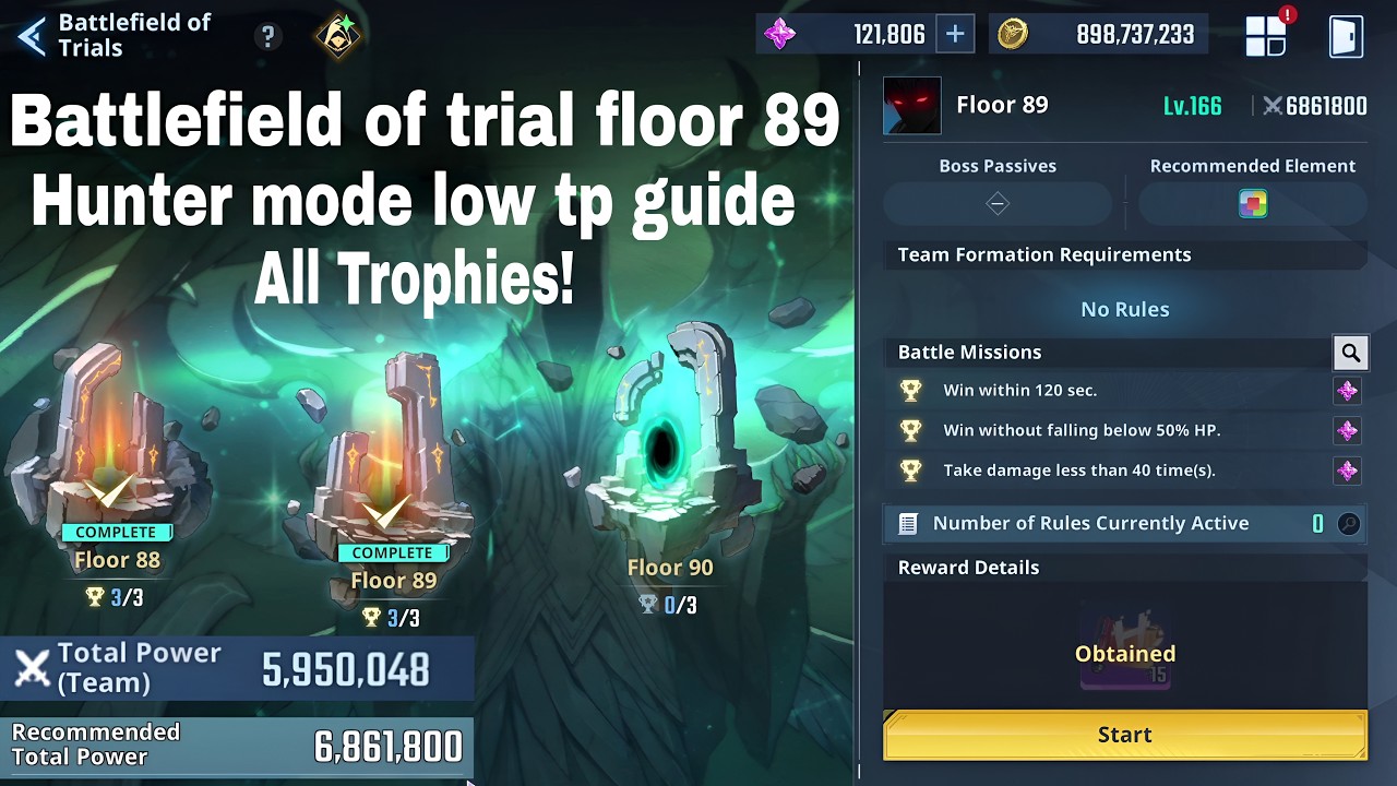 Battlefield of Trials Floor 89 CLEARED With LOW TP 😱 | Hunter Mode Guide | Solo Leveling Arise