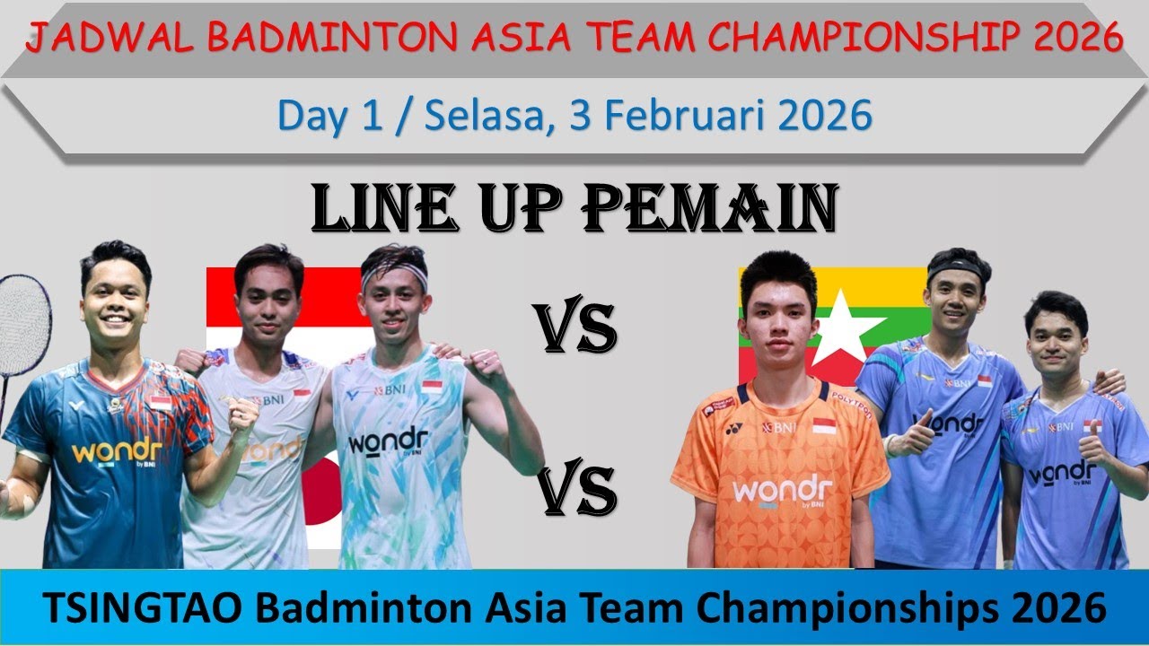 Line Up Pemain Indonesia vs Myanmar │ Jadwal Badminton Asia Team Championship 2026 Hari Ini │ Day 1