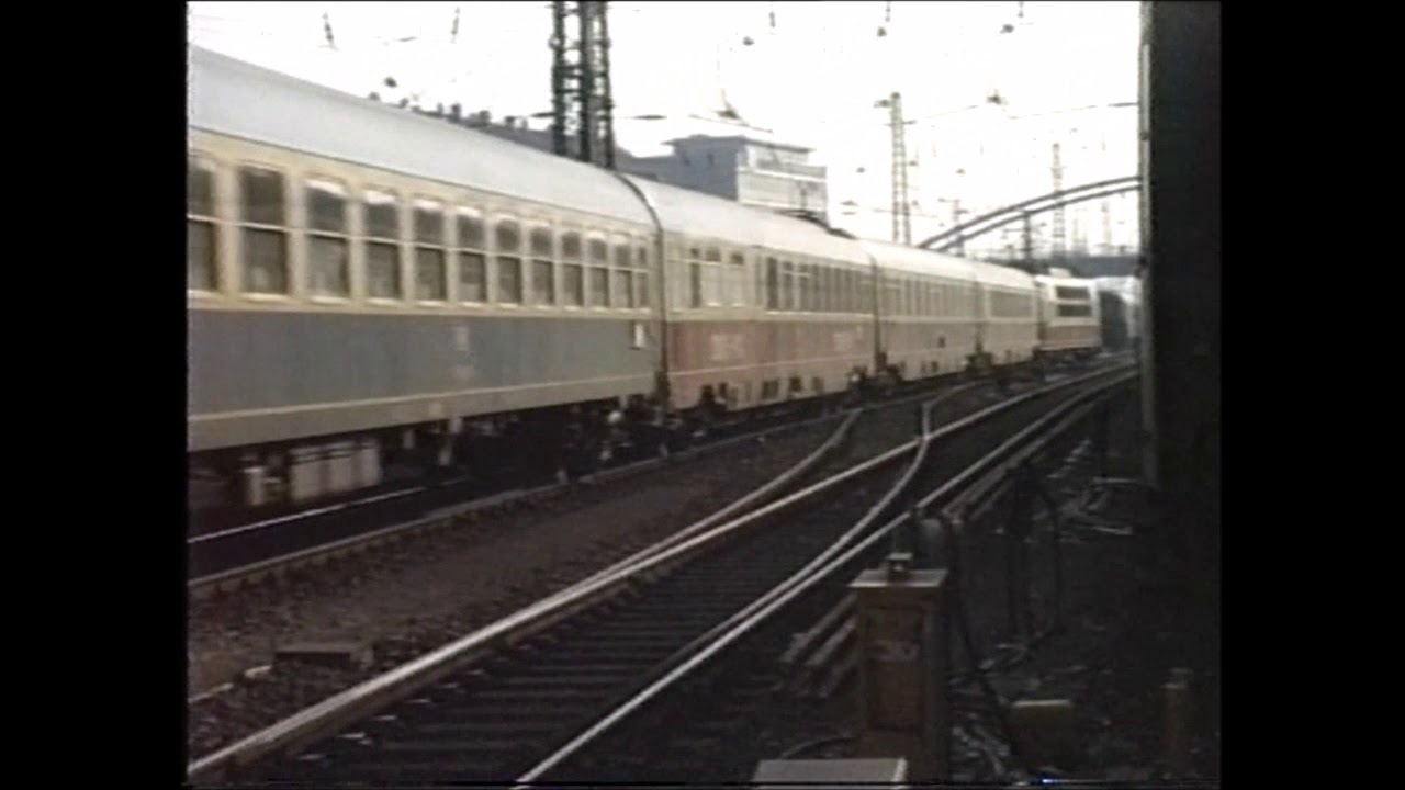 Juni 1987: Würzburg Hbf: 103 EC29, IC589, 110 D2451, 1044 D251, 111 E