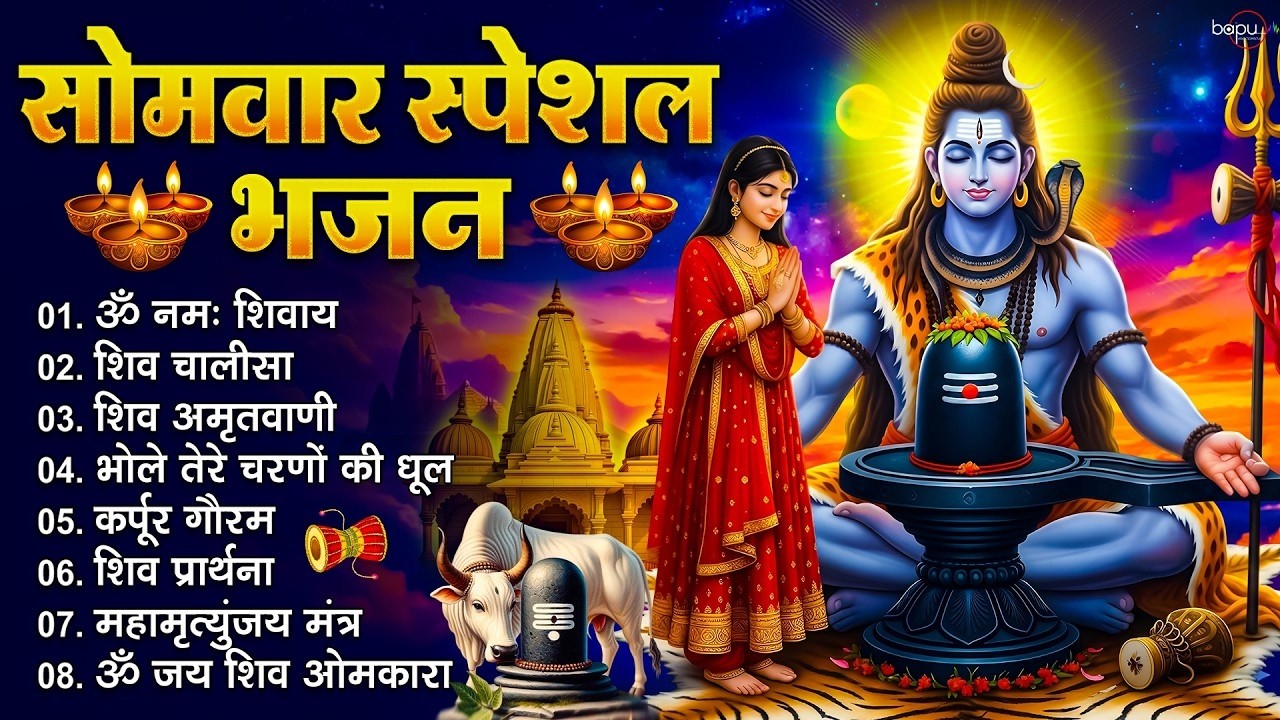 सावन सोमवार भजन : कर्पूर गौरम करुणावतारं, ॐ नमः शिवाय, शिव प्रार्थना, शिव अमृतवाणी, चालीसा व आरती