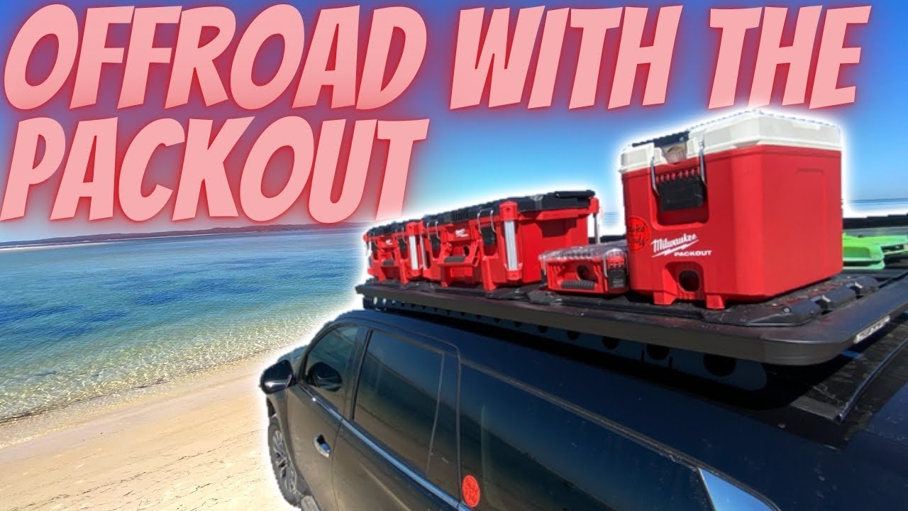 Taking Milwaukee packout off-road to Moreton island on pajero sport
