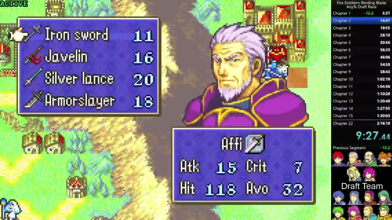 Fire Emblem : The Binding Blade - Draft Race Practice Shanna Carry 2:07:34