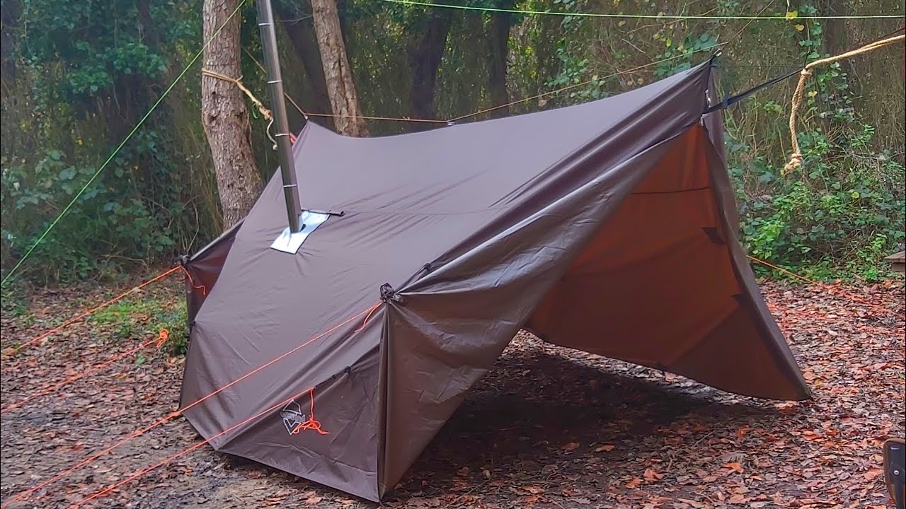 Sobalı çadır da hamaklı kış kampı. Hot tent hammock solo camping Onewind penubra