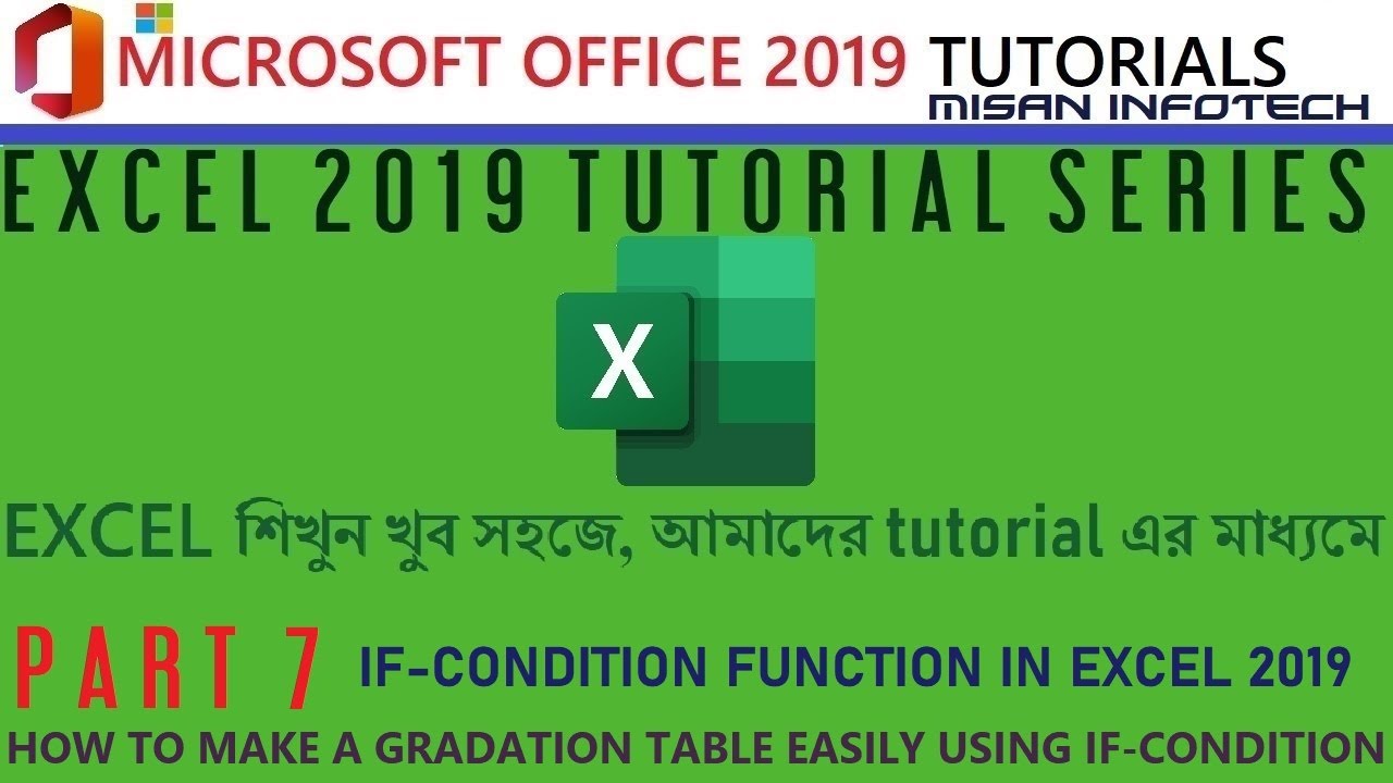 Excel 2019 Tutorial Series:Part 7- Gradation table using If-Condition Function | Excel শিখুন বাংলাতে