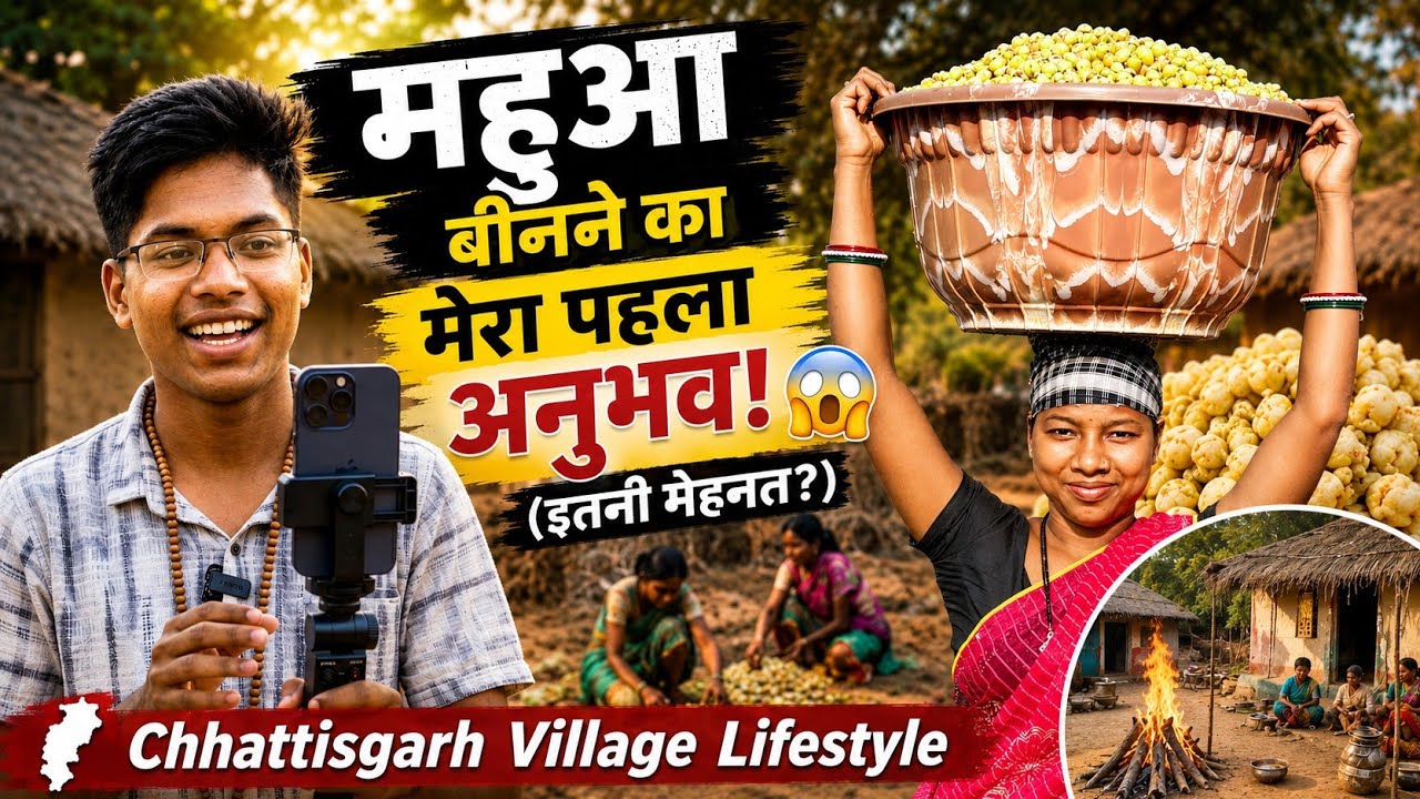 महुआ बीनने का मेरा पहला अनुभव!😱 (इतनी मेहनत?) Chhattisgarh Village Lifestyle | Namaste Chhattisgarh