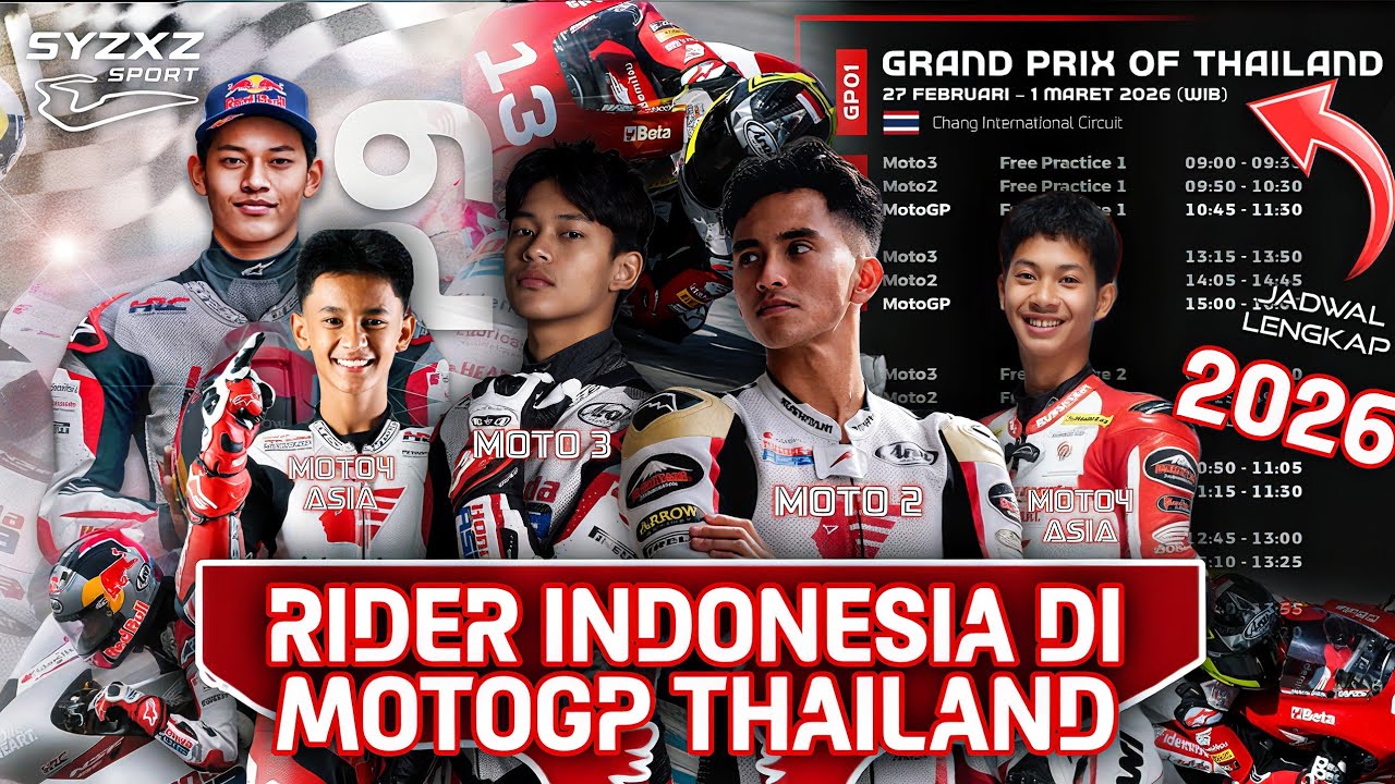 Resmi! Jadwal MotoGP Thailand 2026 & Daftar Pembalap Indonesia Moto2, Moto3, ATC