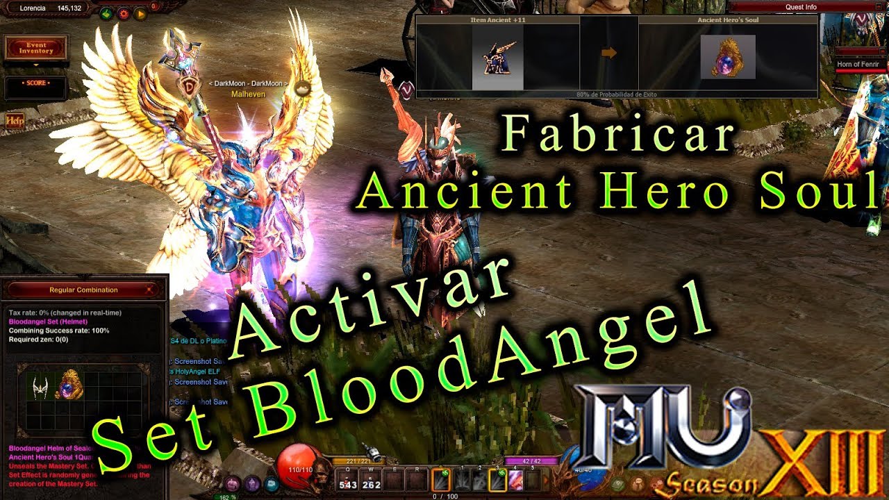 Crear Ancient Hero Soul y uso en Bloodangel - Muonline Season 13.2
