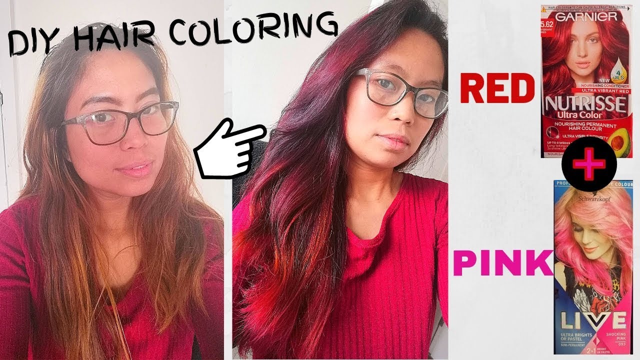 DIY hair color using GARNIER Red + Schwarzkopf LIVE Pink | 2019