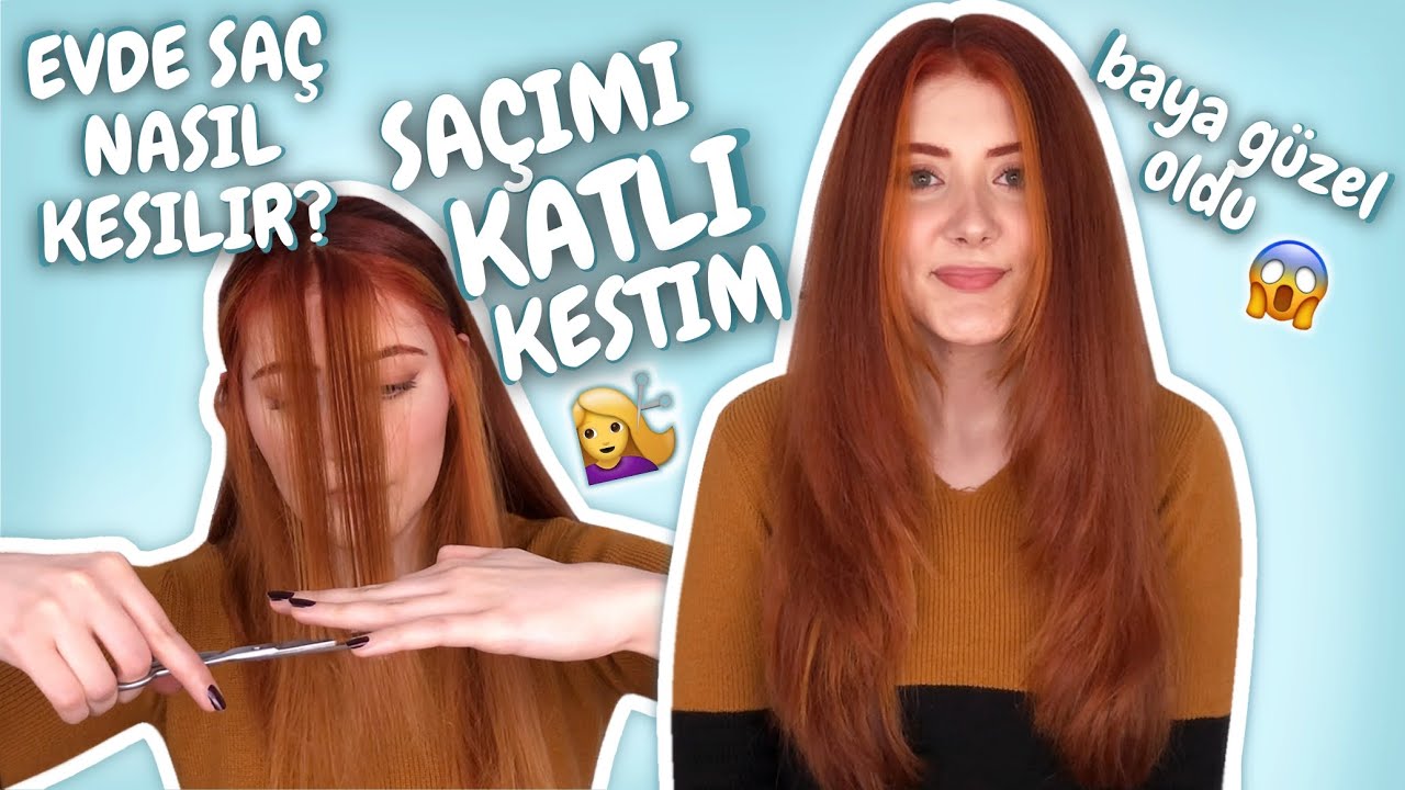 SAÇIMI KATLI KESİYORUM / Evde Katlı Saç Kesimi Nasıl Yapılır / Baya güzel oldu sonuç BENCE 💜💇🏼‍♀️