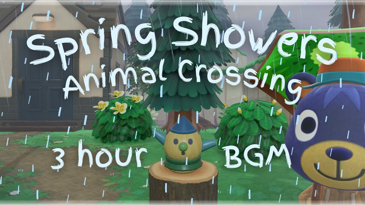 🌧️ spring showers in animal crossing ft. city folk | rain video for study & focus BGM 🍃 3 hour