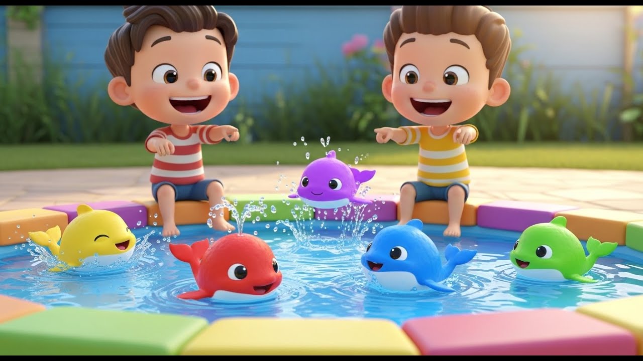 Cinco Pequeñas Ballenas de Juguete Splash | Canciones Infantiles y Rimas para Niños