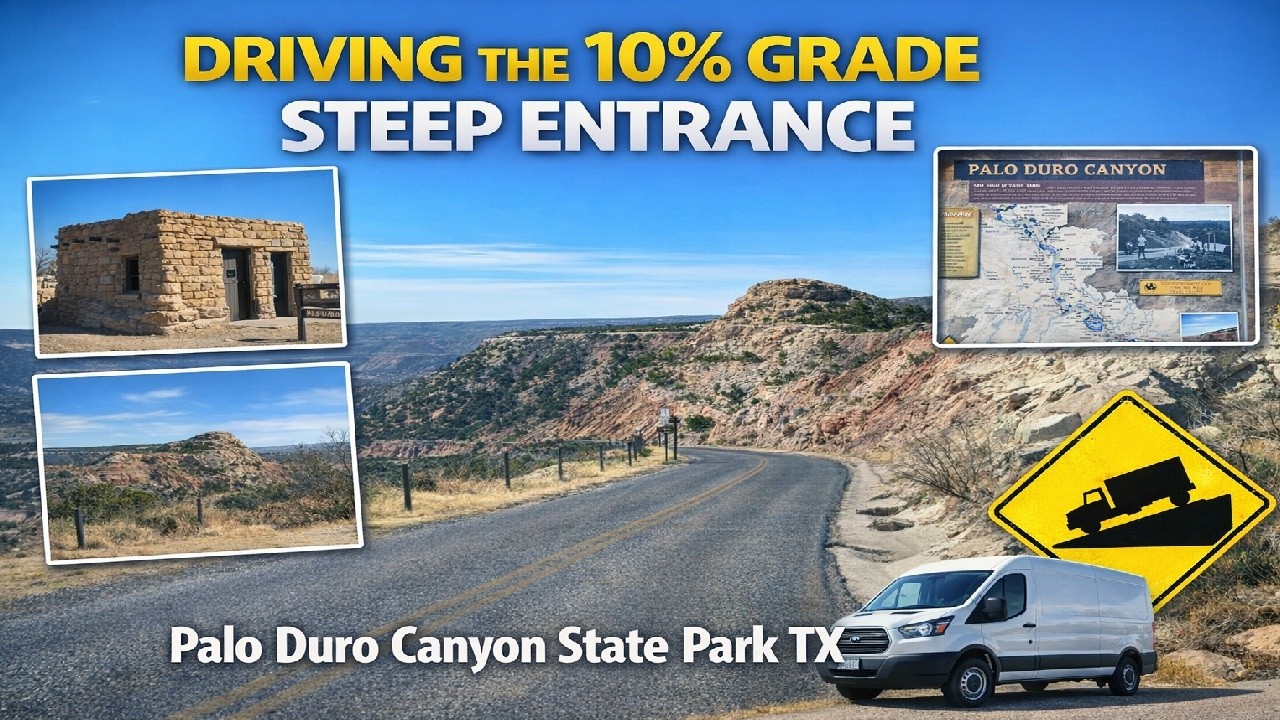 Driving Down the Steep Descent Entrance to Palo Duro State Park Texas Just How Treacherous Is It?