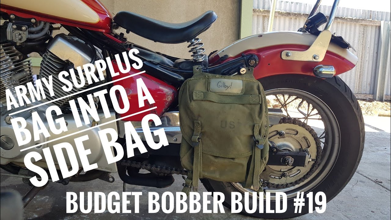 Budget Bobber Build #19 | Army Surplus Bag into a Motorcycle Side Bag or Pannier on Virago XV250