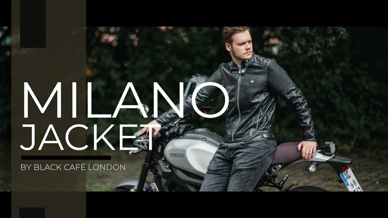 Black-Cafe London Milano Motorcycle Leather Jacket