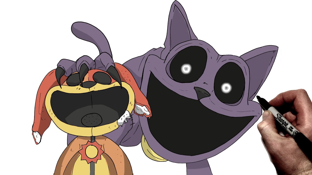 Как нарисовать Монстра Кэтсна и Собачьего дня | Пошаговое руководство | Poppy Playtime