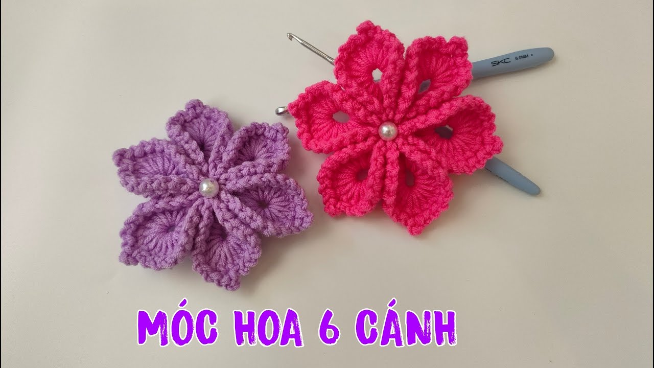 #55 Crochet Flower | Móc Hoa 6 Cánh Trang Trí Nón, Váy, Áo Cực Xinh | Dương Liễu Handmade