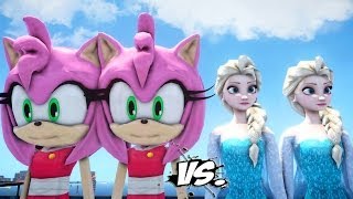 AMY ROSE ARMY VS ELSA THE SNOW QUEEN ARMY EPIC BATTLE SONIC THE HEDGEHOG
