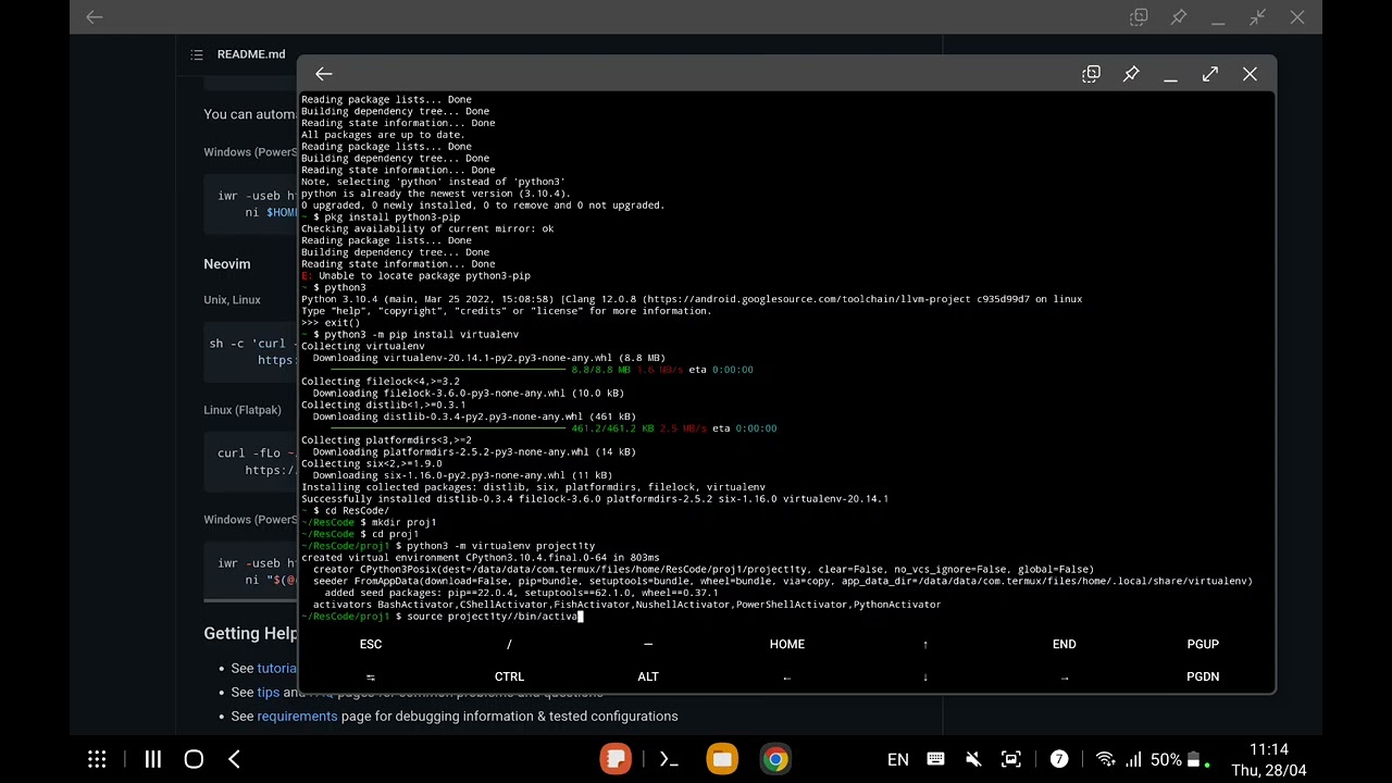 Neovim Setup and Running Django Server on Termux: Samsung Galaxy Tab S8 (DEX Mode)