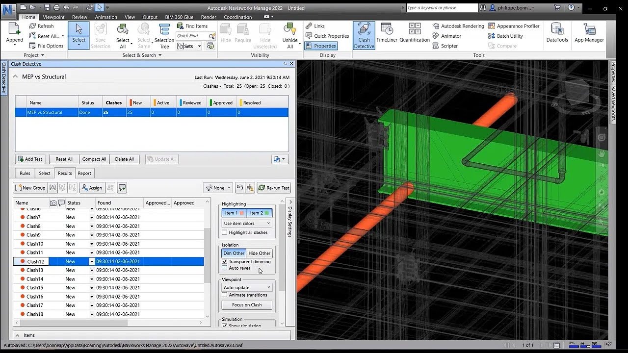 Análisis de Interferencias Navisworks y solución de conflicto