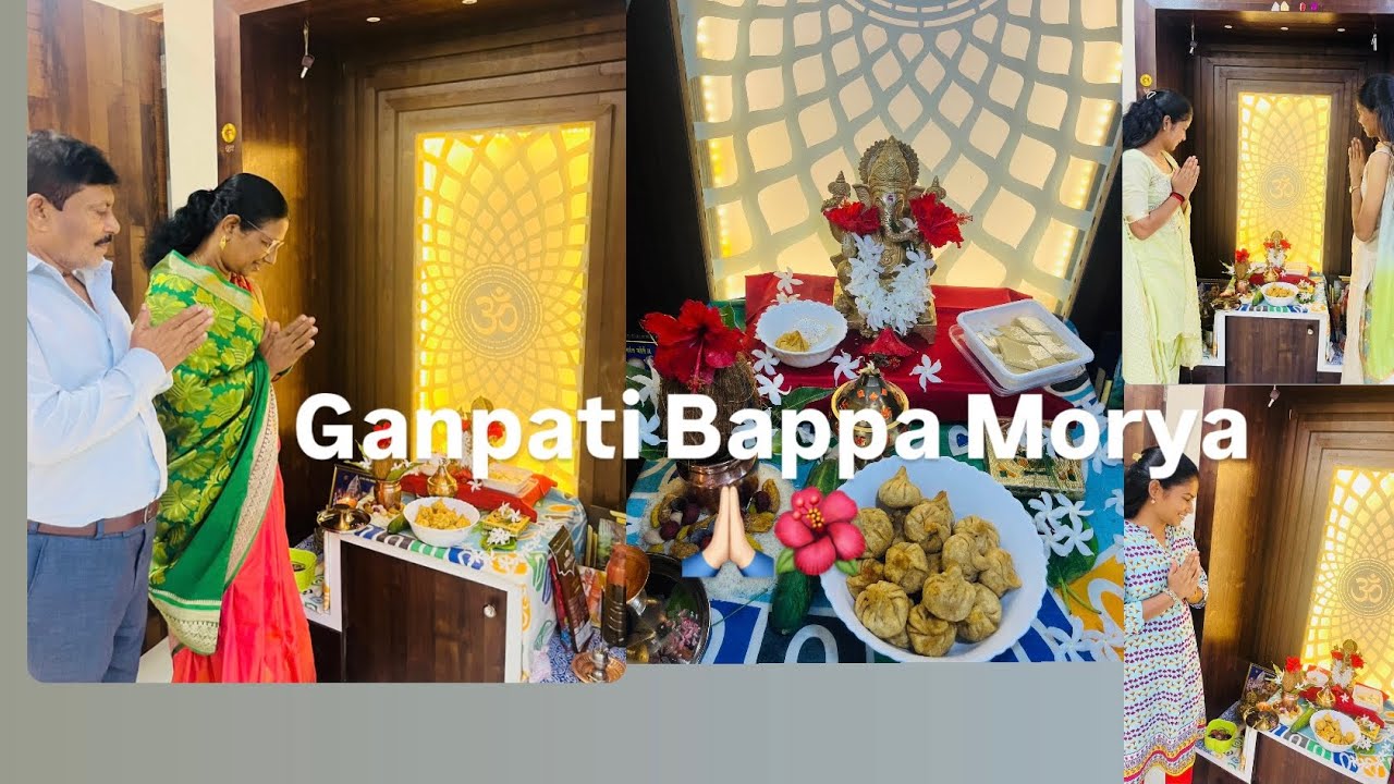 Ganpati Bappa Morya 🙏🏻🙏🏻🌺||Happy Ganesh chatruthi 2025|| first day aarti|| 