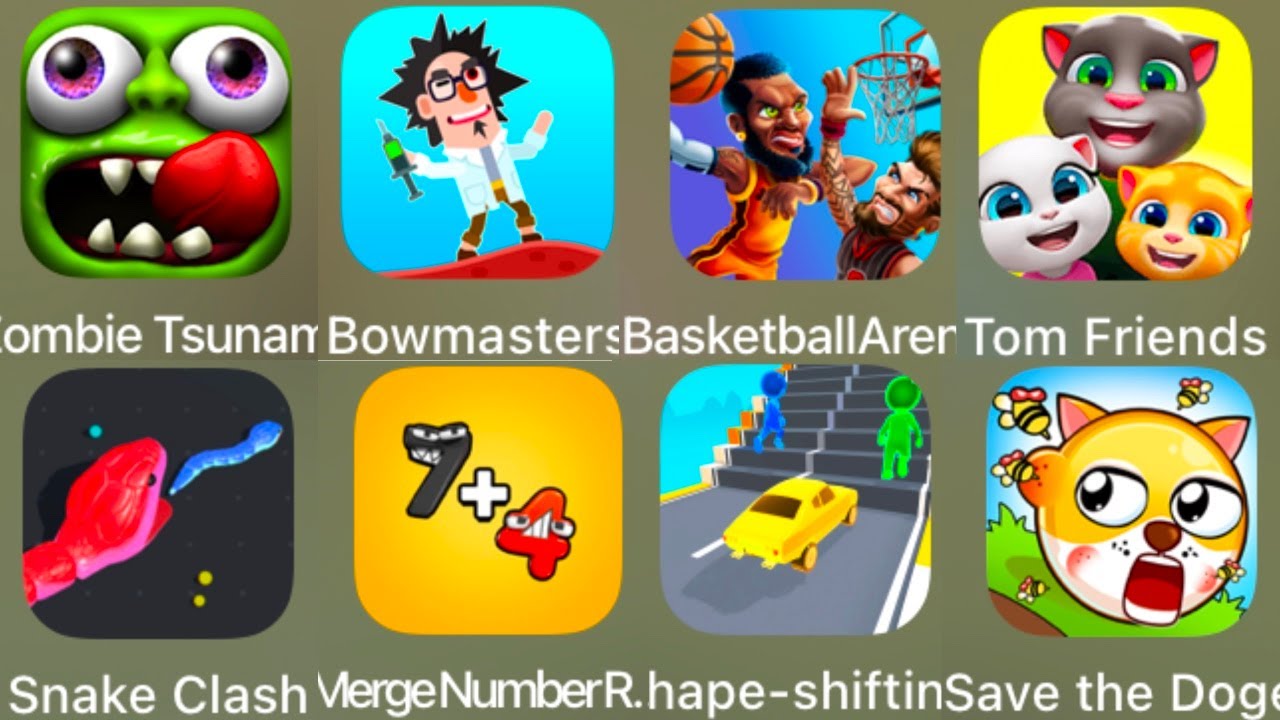 Zombie Tsunami,Bowmasters,Basketball Arena,Tom Friends,Snake Clash,Merger Number Run,Shape-shifting…