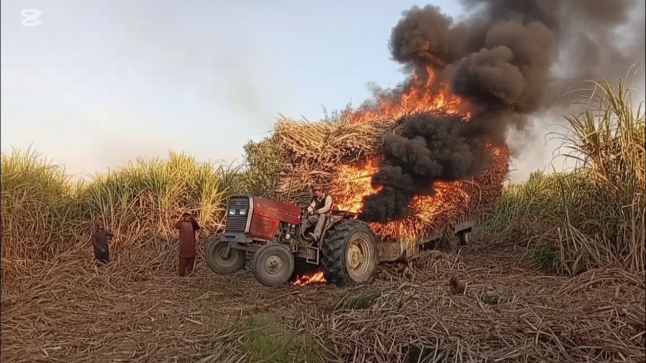 385 tractor smoke salunsir fire on full sagur can loaded trolley fire 🔥🔥🔥🔥🔥 🚫 big loss on kisan 🤯🥹🥹🚫