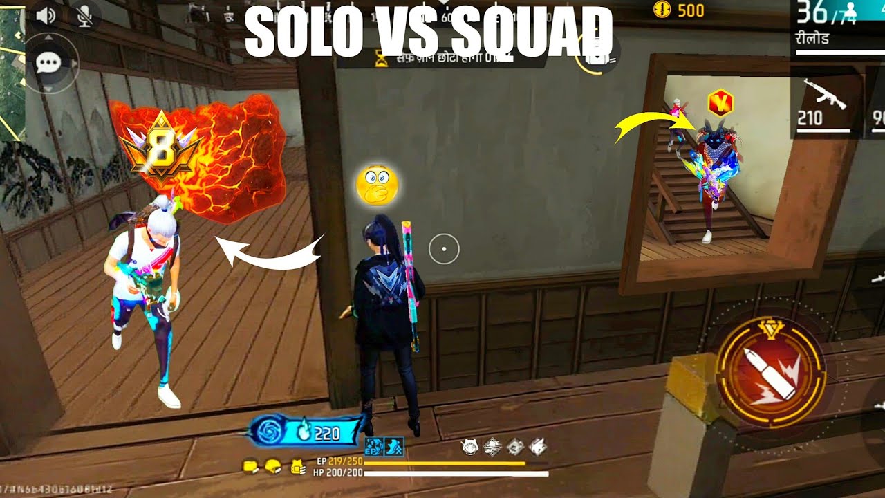 Solo vs Squad Gameplay & Garena Free Fire!! 
