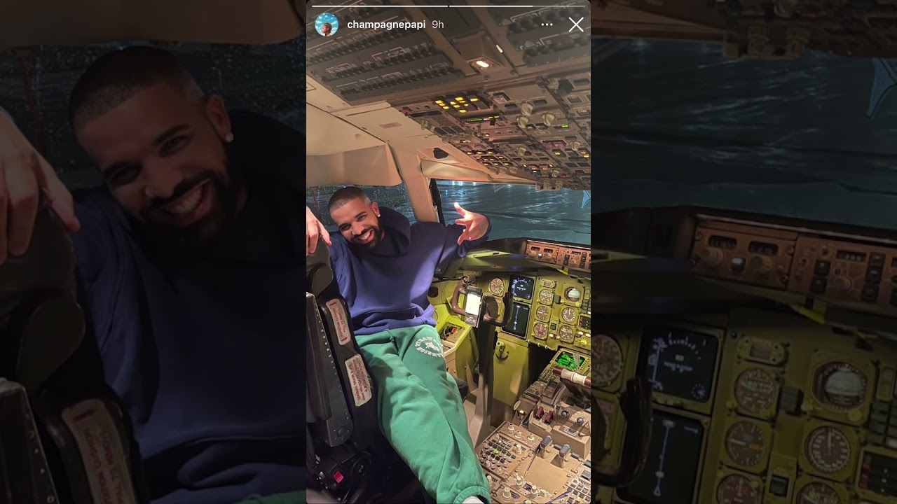 Drake on his Plane