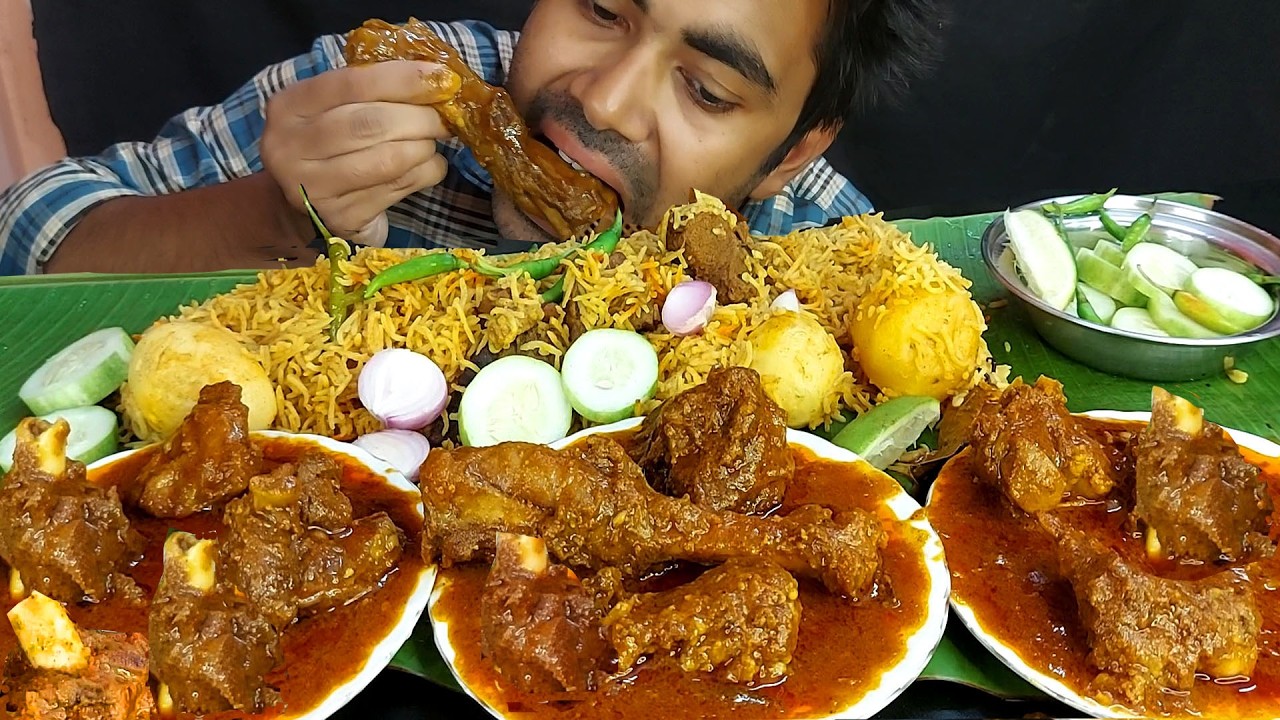 Massive Mutton Dum Biryani & Oily Mutton Kosha Feast! 🍖🔥 Banana Leaf Mukbang SHOW